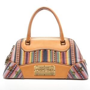 Christian Dior 2002 Montaigne Cadillac John Galliano Canvas and Leather Handb...